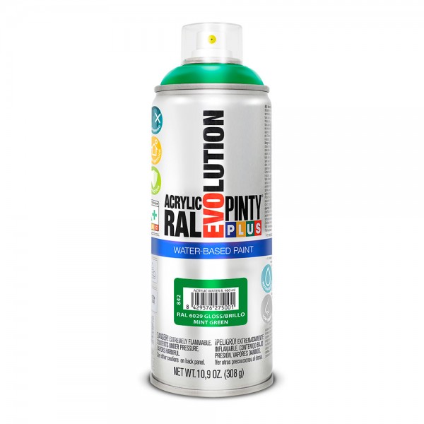 Pintura acrílica spray evolution water-based 520 cc ral 6029 verde menta
