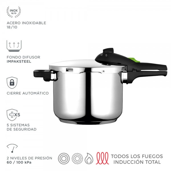 Olla super rápida rapid 8 l inoxidable 18/10 ø23 x 21cm