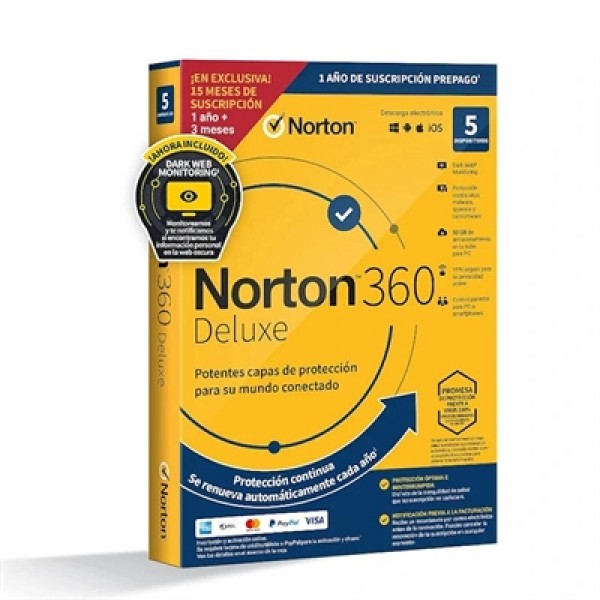 Norton 360 deluxe 50gb es 1us 5 dispositivos 1a