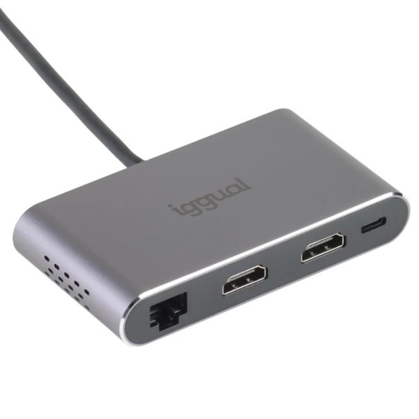 Iggual hub c 8 en 1 2xhdmi 2xusb 2xsd rj45 pd100w