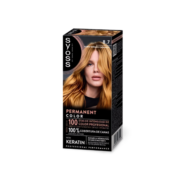 Tinte Colorante con Keratina de Syoss 8_7 Rubio Dorado Caramelo