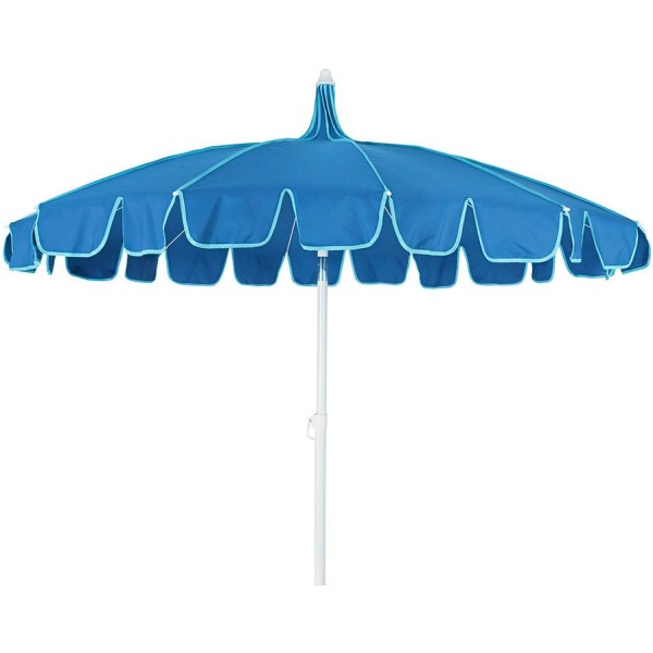 Parasol para jardín, azul con ribete verde agua, ø195 x 215 cm